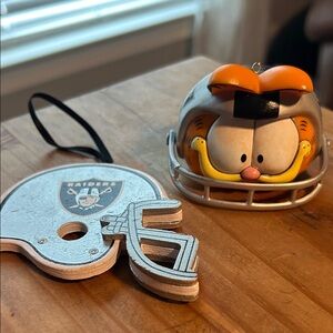 Garfield Raiders Helmet Ornament - Orange and Silver